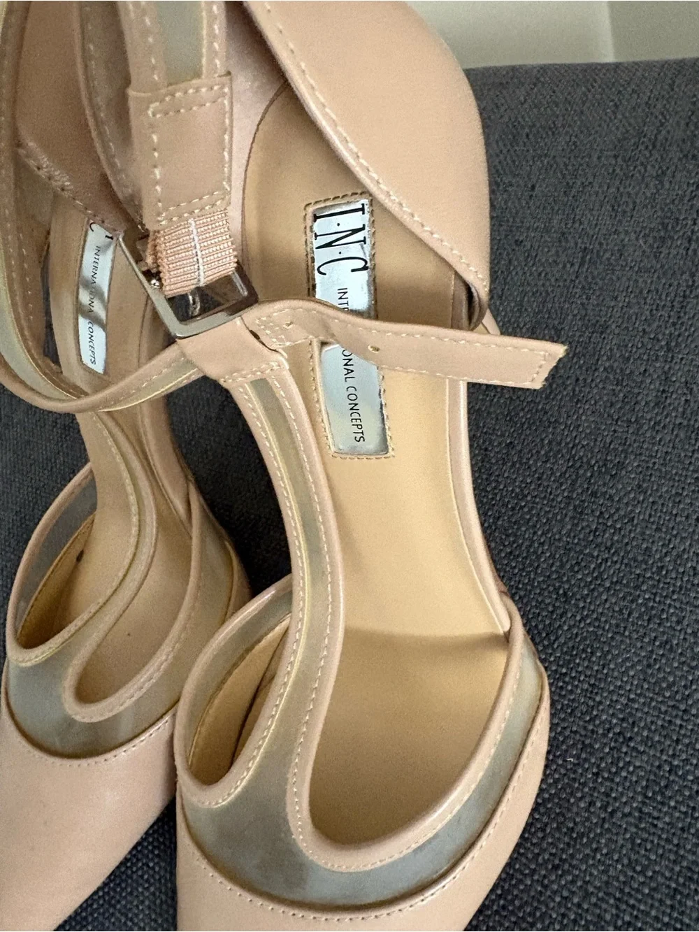 INC Women’s Beige Closed Toe Heels Faux Leather Size 8.5 Used